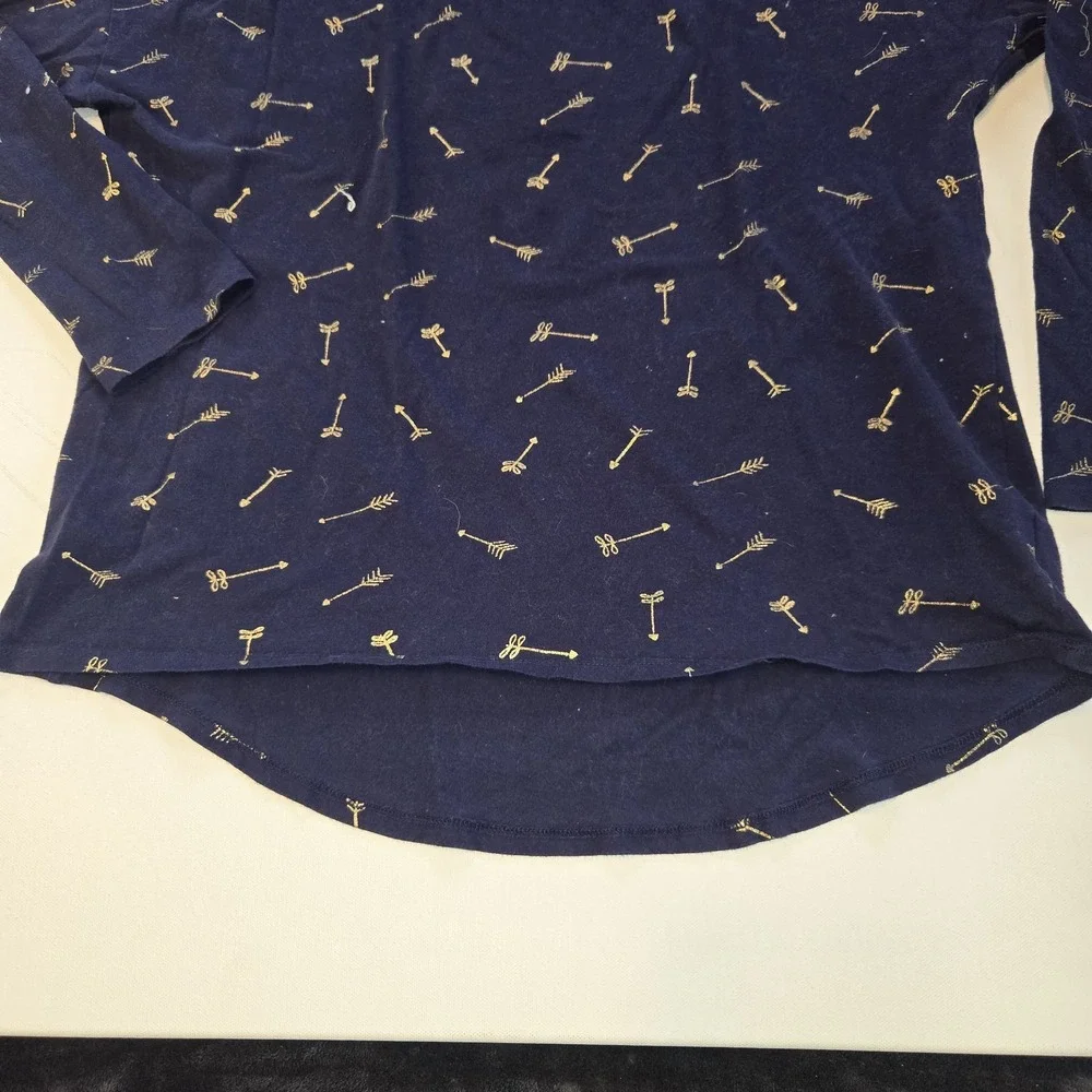 Old Navy Dark Blue Long Sleeve Top with Gold Arrows Print Size Girls Youth 14 XL